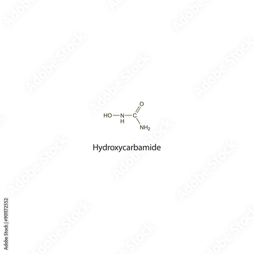 Hydroxycarbamide flat skeletal molecular structure Antineoplastic drug used in cancer treatment. Vector illustration scientific diagram.