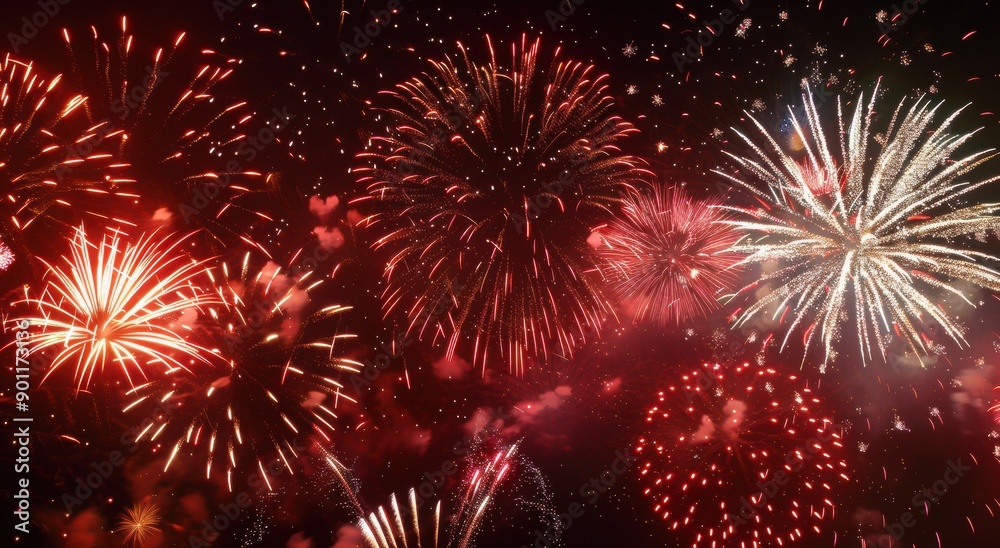 Fototapeta premium Vibrant fireworks display in the night sky