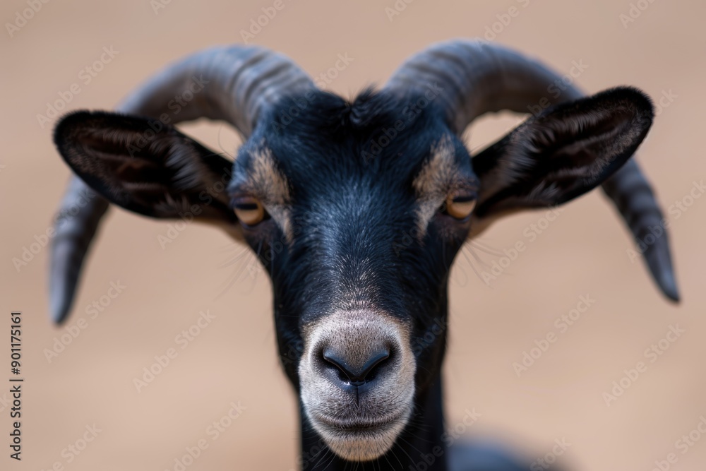Fototapeta premium close-up portrait of a black goat