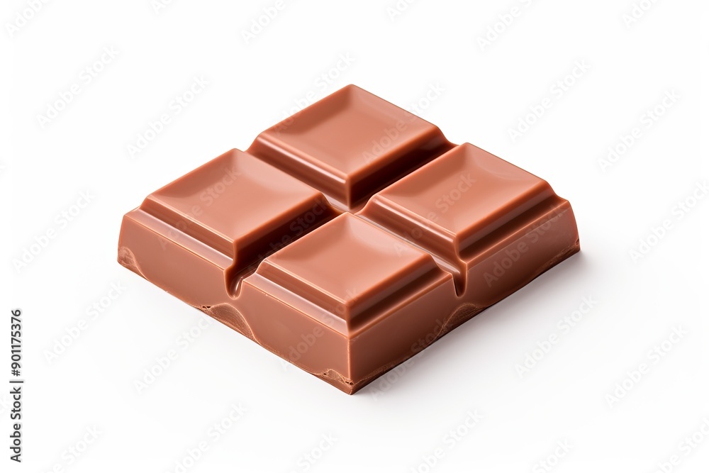 High-quality image of a smooth milk chocolate bar with a reflective surface on a clean white backdrop High-quality image of a smooth milk chocolate bar with a reflective surface on a clean white backdrop