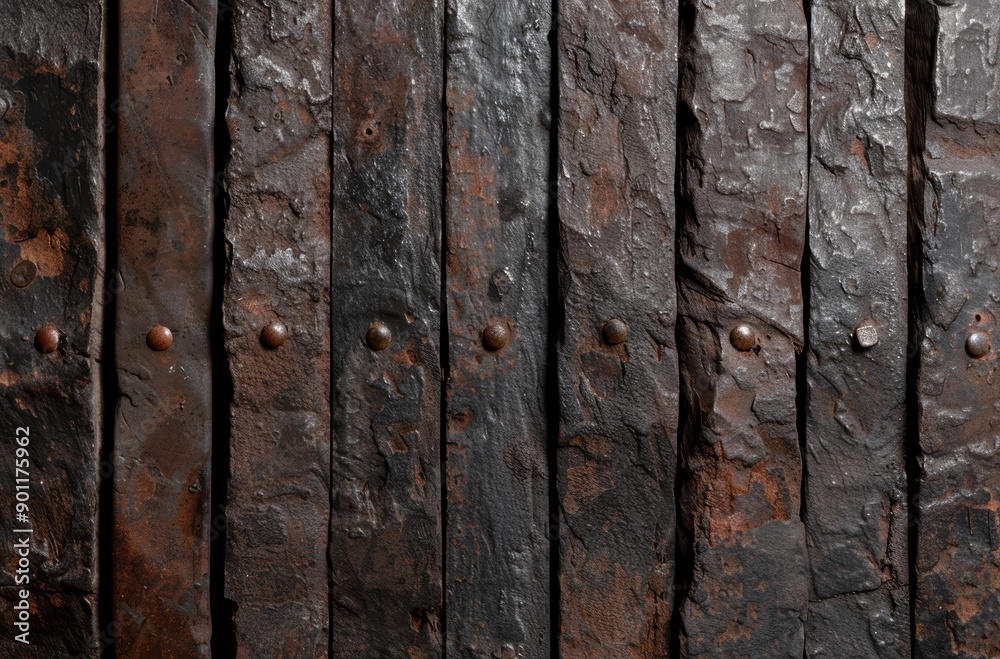 Fototapeta premium Weathered wooden planks with rusty nails