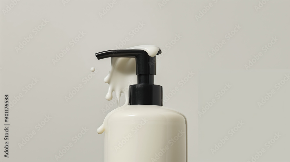 Aesop Dark 500ml Soap Bottle with Black Pump Head and White Milky Liquid Dripping Down Aesop Dark 500ml Soap Bottle with Black Pump Head and White Milky Liquid Dripping Down