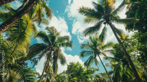 A lush, tropical forest, home to towering trees that reach for the sky. photo