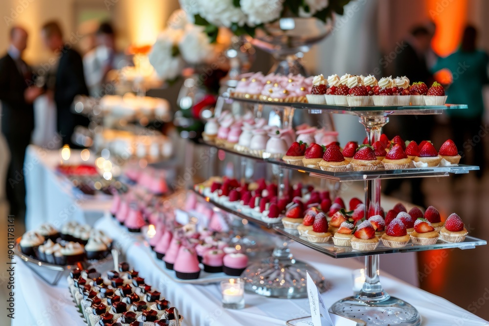 Portrait of a business charity event with a dessert table, Generative AI Portrait of a business charity event with a dessert table, Generative AI