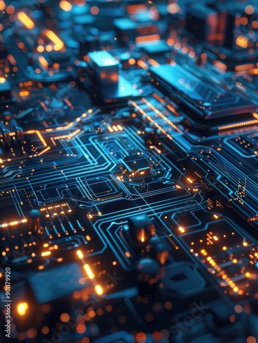 Electronic Circuit Board Close Up