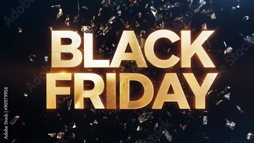 Gold 3D 'Black Friday' Text Animation with Shattered Glass Effects
