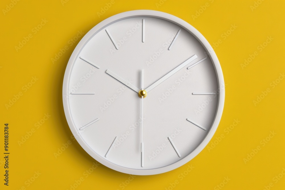 modern minimalist wall clock on yellow background modern minimalist wall clock on yellow background