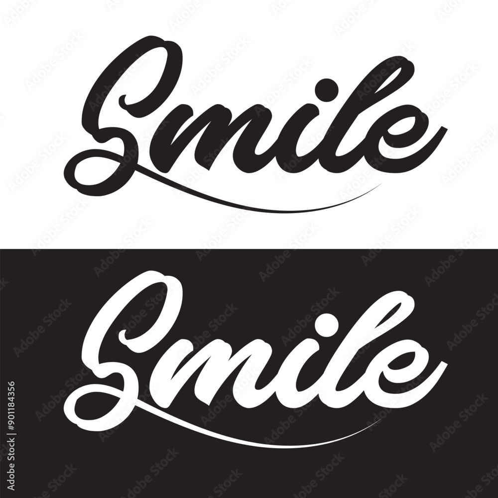 SMILE hand lettering, vector illustration. Hand drawn lettering card background. Modern handmade calligraphy. Hand drawn lettering element for your design. EPS 10 SMILE hand lettering, vector illustration. Hand drawn lettering card background. Modern handmade calligraphy. Hand drawn lettering element for your design. EPS 10