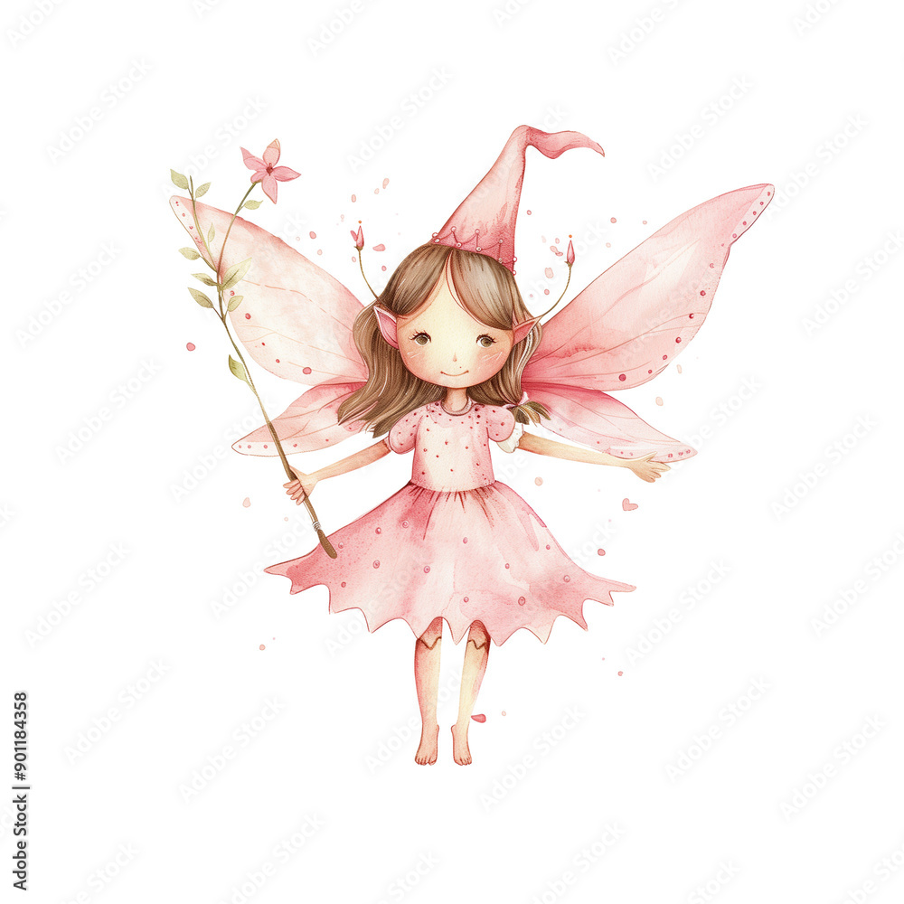 Pink fairy watercolor PNG file Transparent background Pink fairy watercolor PNG file Transparent background