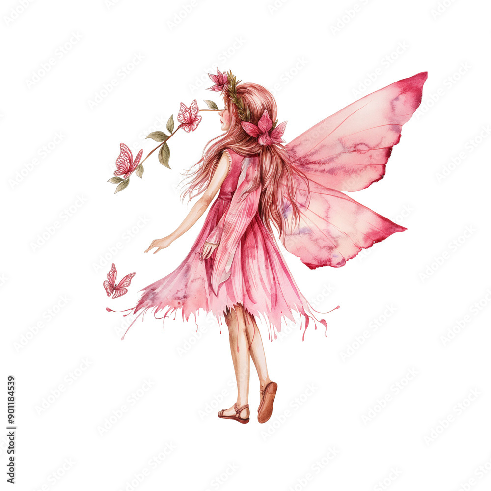 Pink fairy watercolor PNG file Transparent background Pink fairy watercolor PNG file Transparent background