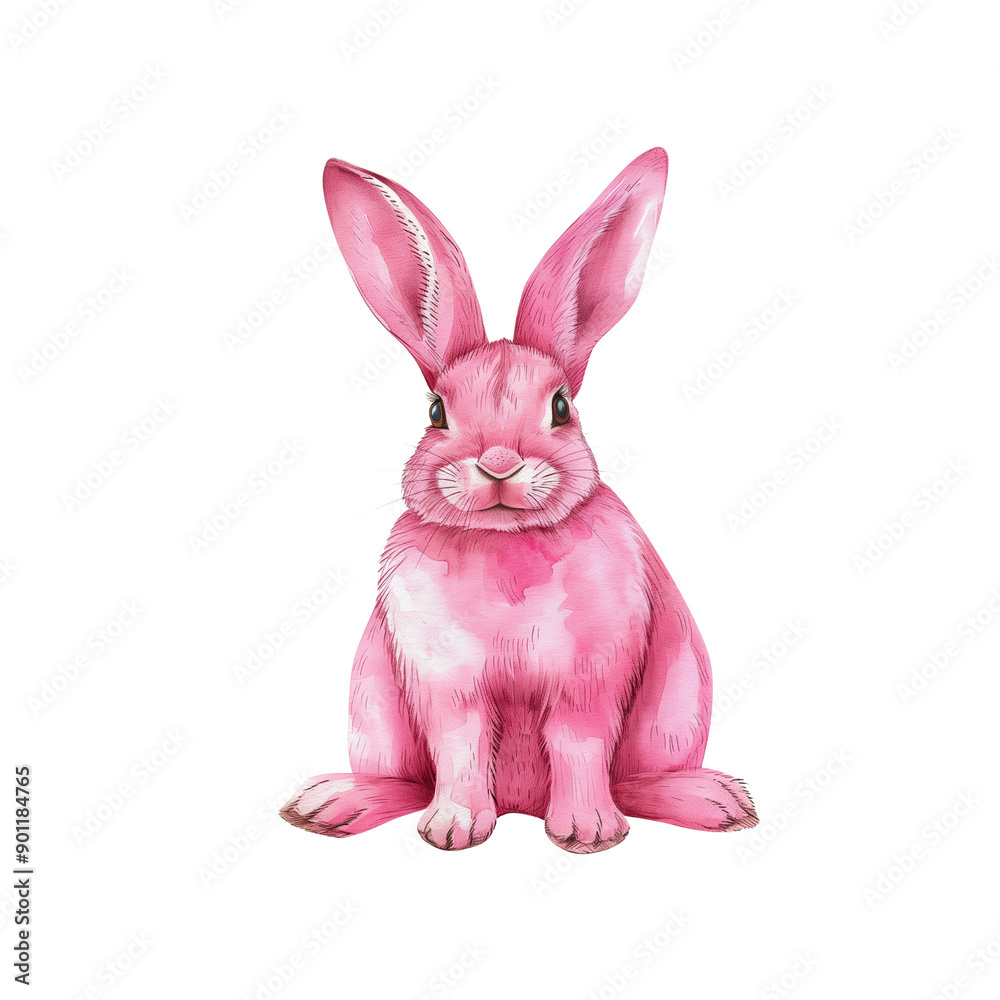 Obraz premium pink rabbit watercolor PNG file Transparent background