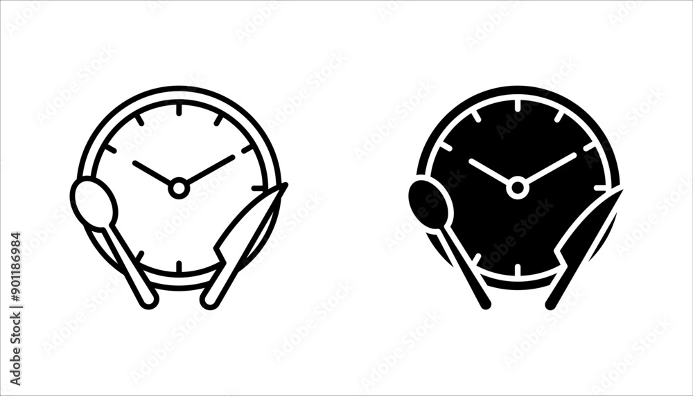 time eat lunch icon set, hour healthy food, diet fast concept, vector illustration on white background time eat lunch icon set, hour healthy food, diet fast concept, vector illustration on white background
