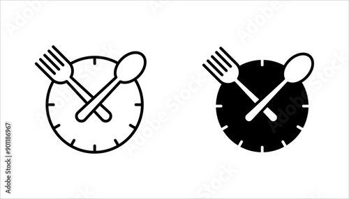 time eat lunch icon set, hour healthy food, diet fast concept, vector illustration on white background