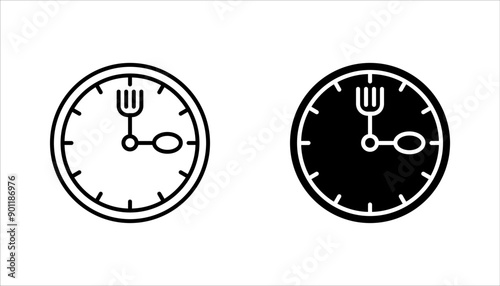 time eat lunch icon set, hour healthy food, diet fast concept, vector illustration on white background