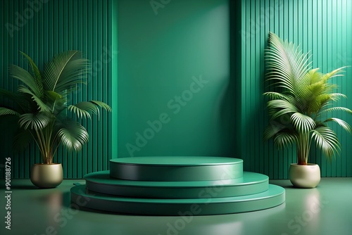 Abstract product display for summer vacation, realistic display podium . 3D design.
