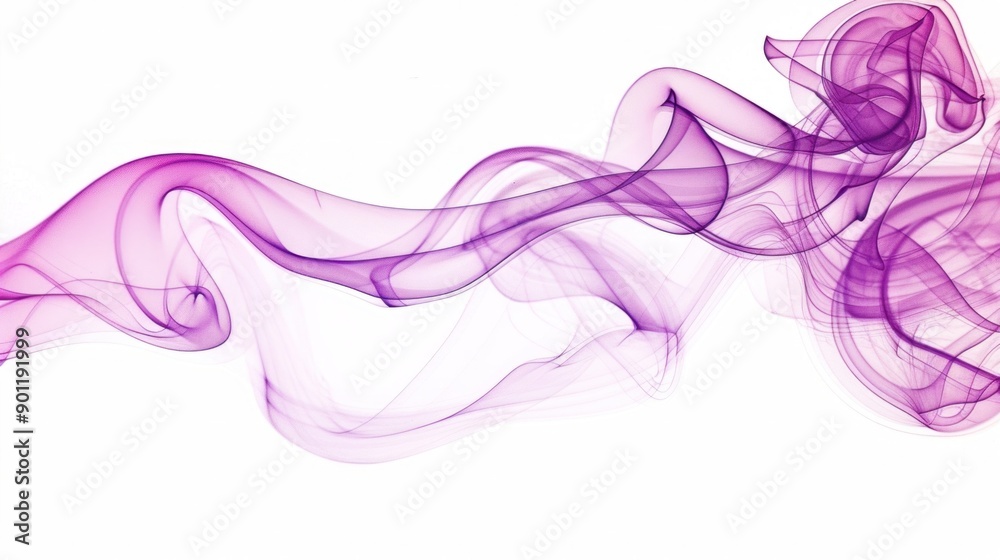 Fototapeta premium Purple smoke swirls and dances across a white backdrop