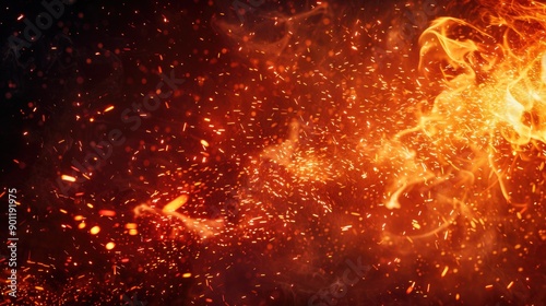 Fire with Sparks Close-Up