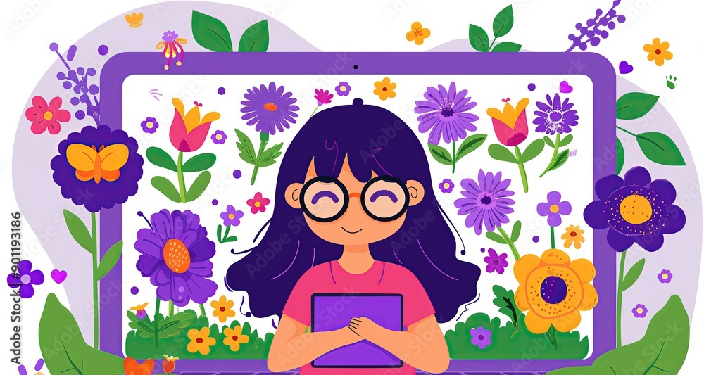 Online education. Learning. Female student, helper. Classes Online education. Learning. Female student, helper. Classes