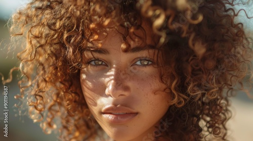 A person with a natural, curly hairstyle, showcasing the beauty and bounce of well-maintained curls.