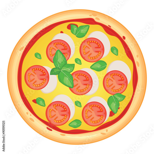 Pizza vector image. Fast food concept. Food for cafe and restaurant. Element for your website design, banners and advertising. Dough, cheese, sauce