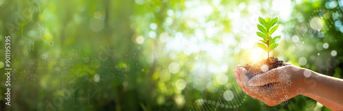 Nature and science biology laboratory, plants with biochemical structures and chemical formulas on a green background.