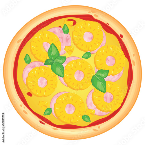 Pizza vector image. Fast food concept. Food for cafe and restaurant. Element for your website design, banners and advertising. Dough, cheese, sauce