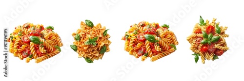 Obraz  z motywem Collection of pasta isolated on transparent background. Generated Ai