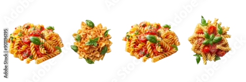 Obraz  z motywem Collection of pasta isolated on transparent background. Generated Ai