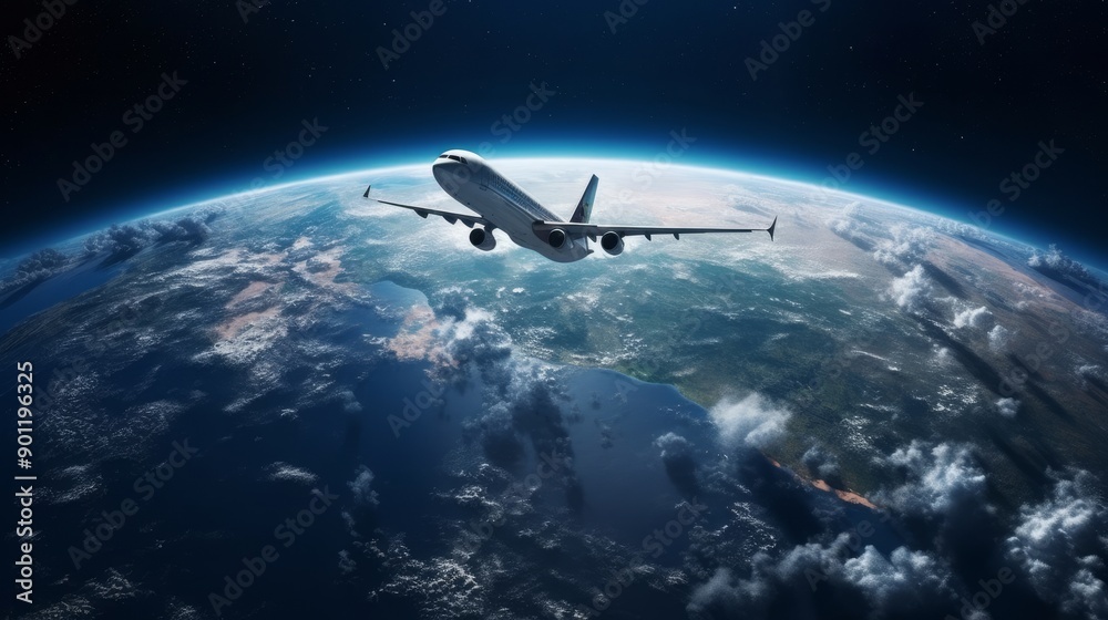 Fototapeta premium plane flying around the world