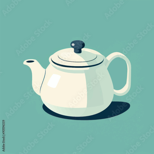 Minimalist white teapot illustration