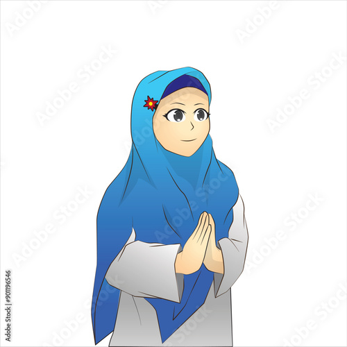 cartoon illustration of a Muslim woman