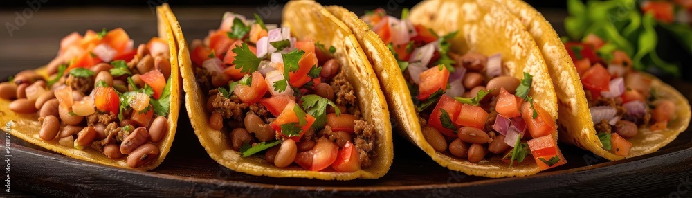Delicious tacos filled with seasoned meat, fresh vegetables, and vibrant toppings, perfect for any festive meal or gathering. Delicious tacos filled with seasoned meat, fresh vegetables, and vibrant toppings, perfect for any festive meal or gathering.