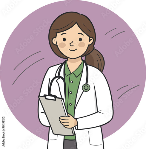  female doctor holding a clipboard. female doctor vector
