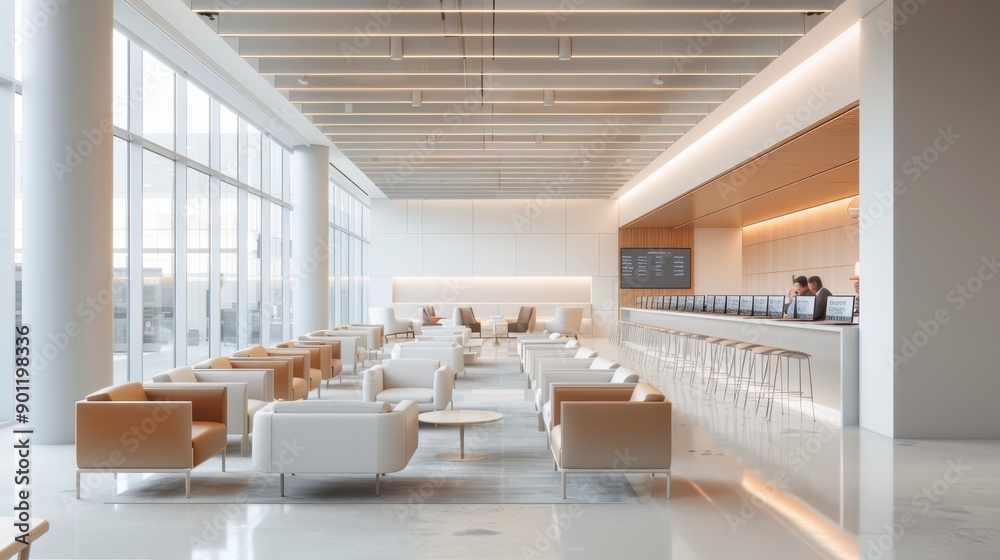 Modern Office Break Room with Employees Engaged on Screens under Warm and Cool Lighting, Fostering Social Isolation in Workspace - Wide Shot Photorealistic Scene Modern Office Break Room with Employees Engaged on Screens under Warm and Cool Lighting, Fostering Social Isolation in Workspace - Wide Shot Photorealistic Scene