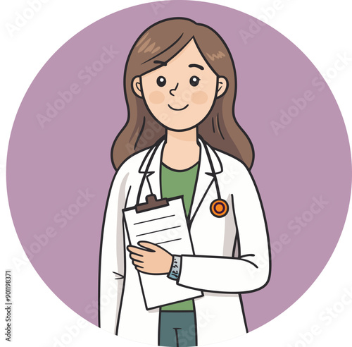  female doctor holding a clipboard. female doctor vector