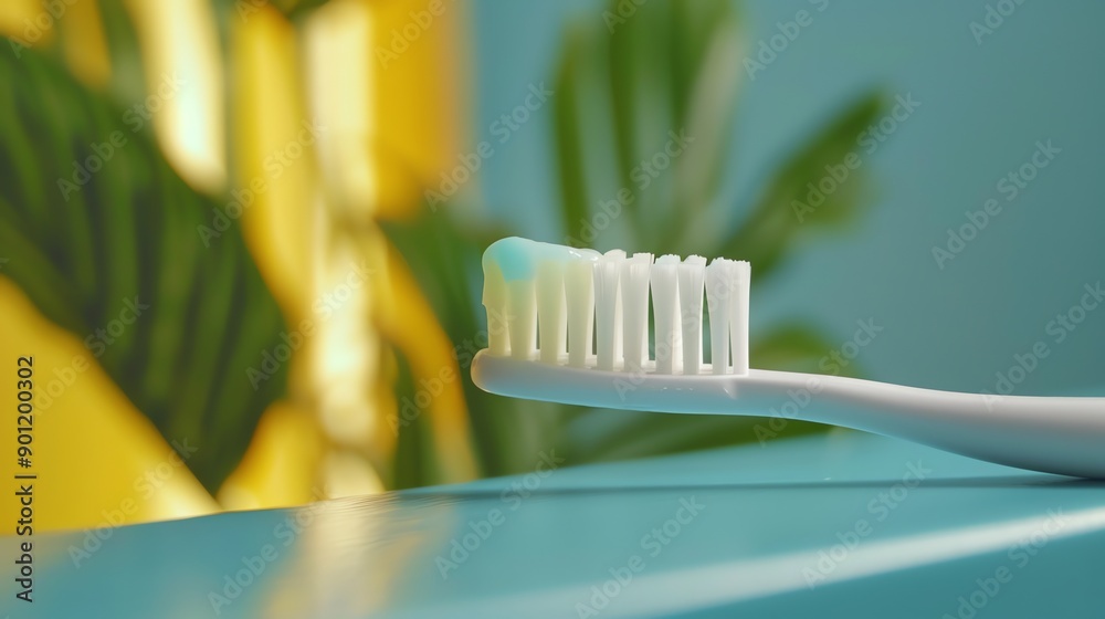 A toothbrush with toothpaste on it.