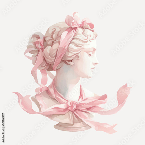 Elegant classical bust with ribbons