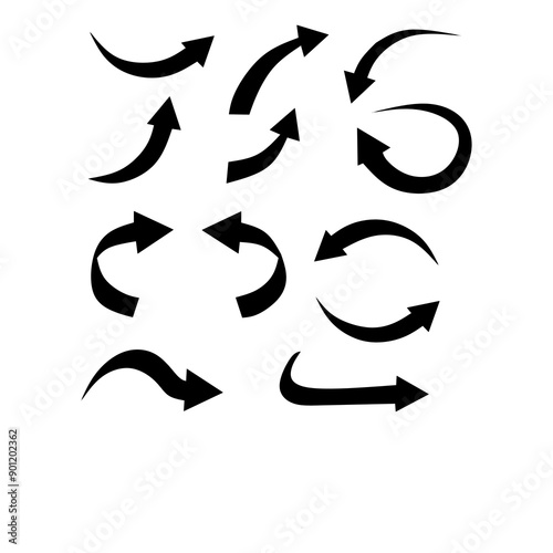 set of arrows icon silhouette style Victor illustration with white background 