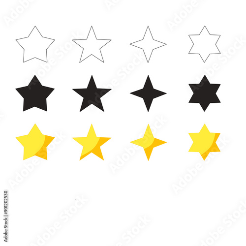 set of stars Victor illustration with white background 