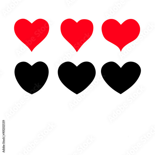 red and white hearts Victor illustration with white background 