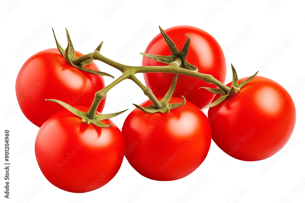 Branch of ripe cherry tomato isolated on transparent background. Branch of ripe cherry tomato isolated on transparent background.