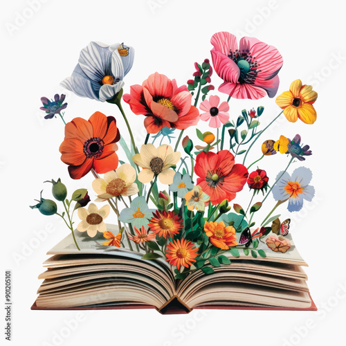 Floral book vibrant imaginative illustration
