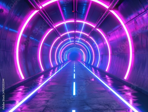 Neon Tunnel Entrance