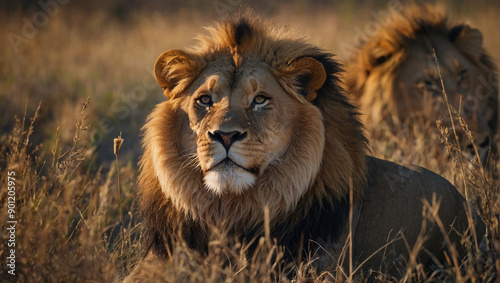male lion in the savannah