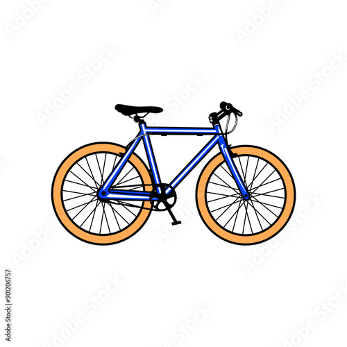 blue fixie bike modern side view vector illustration