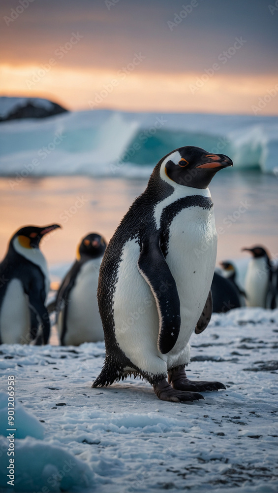 Obraz premium penguins in the snow