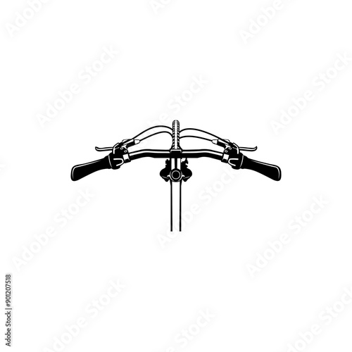 modern bike front top view black and white vector line art