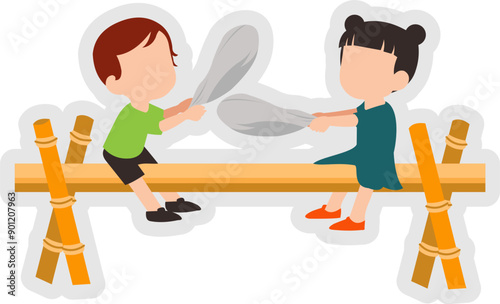 Pillow Fight Competition Sticker