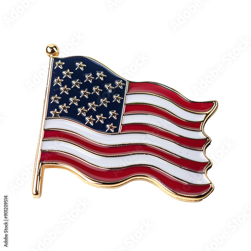 American flag pin, isolated, transparent background, png photo