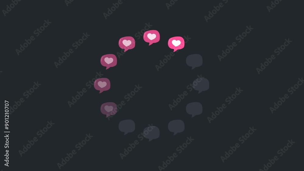 Loading Circle Video with Pink Heart. Loading Animation on Black and ...